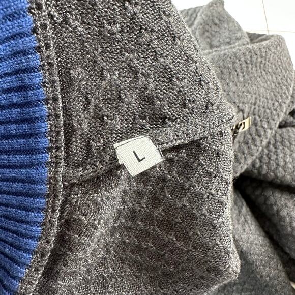 Luchiano Visconti Sweater Mens Large Gray Sports Edition Quarter Zip Knit Casual - Picture 4 of 8
